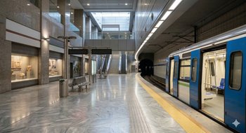 Stacja metra w Atenach z automatem biletowym Athina Ticket